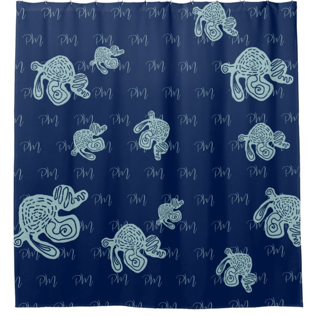 Abstract Monogram Pattern Shower Curtain (Front)