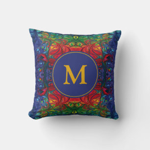 Abstract MONOGRAM Red Blue Green Cushion