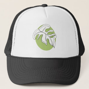 Abstract Monstera Leaf Black Hand Drawn Trucker Hat