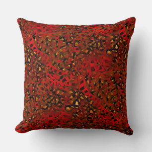 Abstract montage of red rectangular mosaic remains cushion