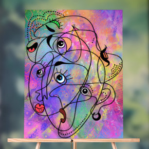 Abstract Mood Faces Art Acrylic Sign