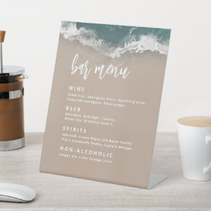 Abstract Moody Ocean Beach Bar Menu Pedestal Sign