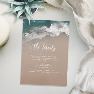 Abstract moody ocean beach wedding details enclosure card