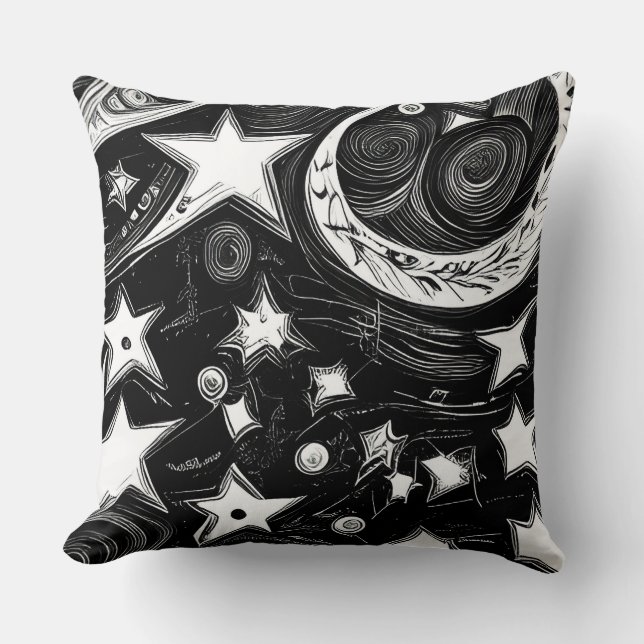 Abstract Moon And Stars Cushion (Front)