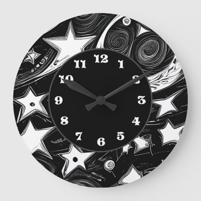 Abstract Moon And Stars Large Clock (Front)