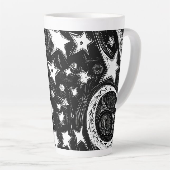 Abstract Moon And Stars Latte Mug (Right Angle)