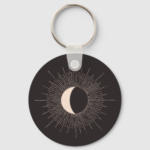 Abstract Moon Burst Eclipse Key Ring
