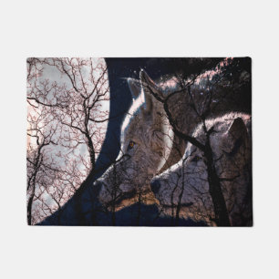 Abstract moon forest  tree door mat wolf