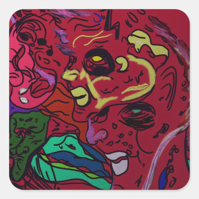 Abstract Moon Galaxy Art Square Stickers (Front)