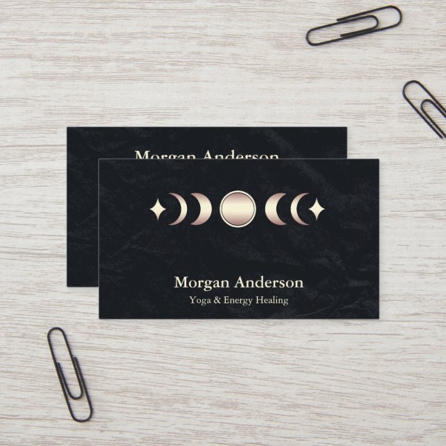 Abstract Moon Phase Gold Spiritual Energie Heiler  Business Card (Front/Back In Situ)