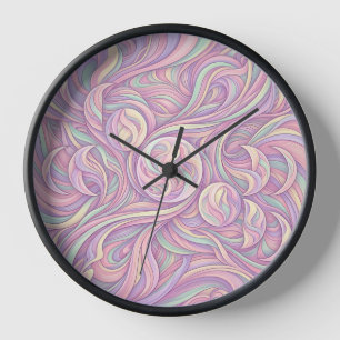 Abstract Moon Phase Pastel Art Clocks