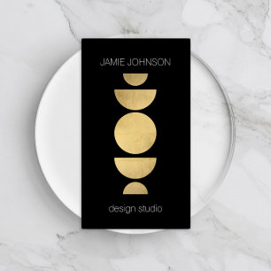 Abstract Moon Phases Geometric Art Gold/Black Business Card