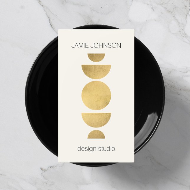 Abstract Moon Phases Geometric Art Gold/Ivory Business Card (Creator Uploaded)