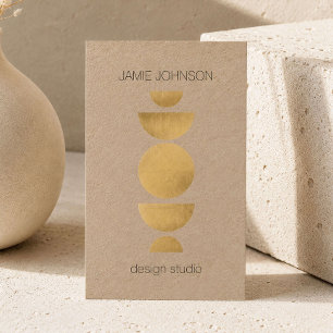 Abstract Moon Phases Geometric Art Gold/Kraft Business Card