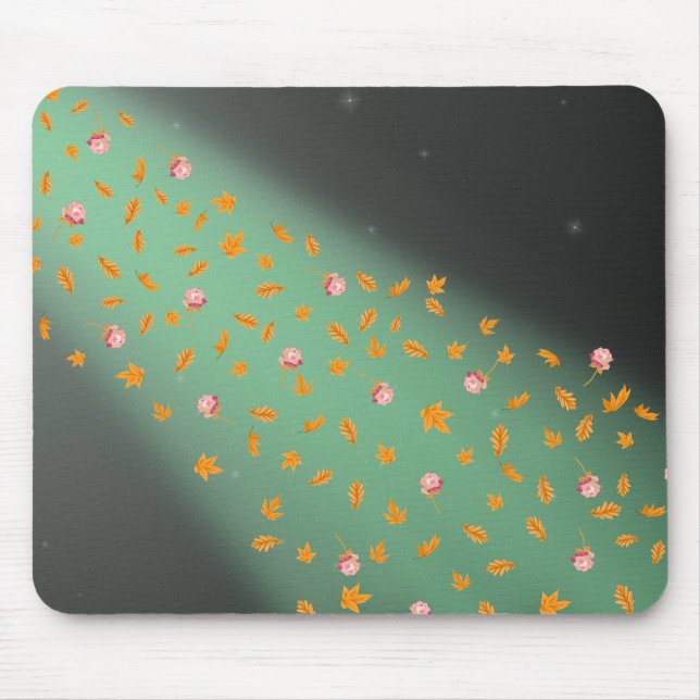 Abstract moonlight autumn leaves roses  mouse pad (Front)