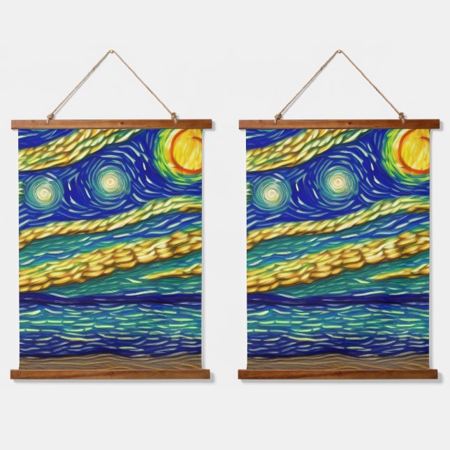 Abstract Moonlight Sky Beach Hanging Tapestry (Double)