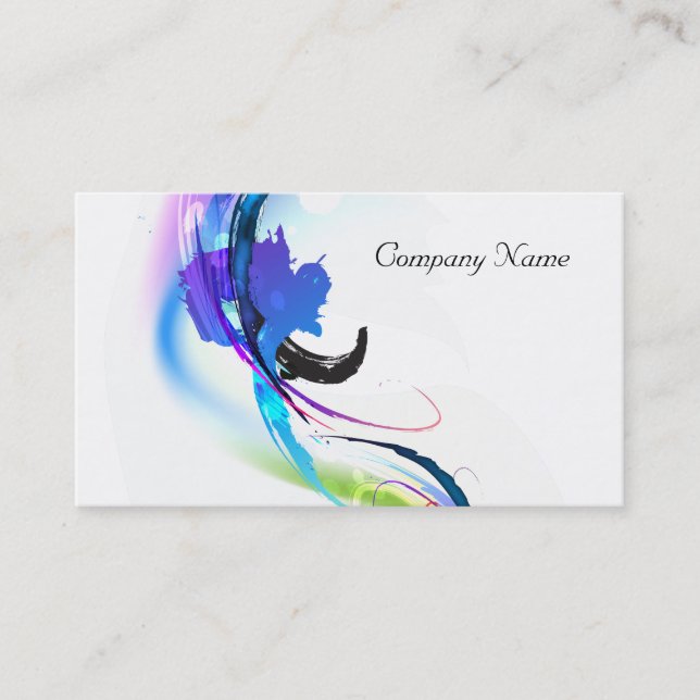Abstract Morning Glory Paint Splatters Business Card (Front)