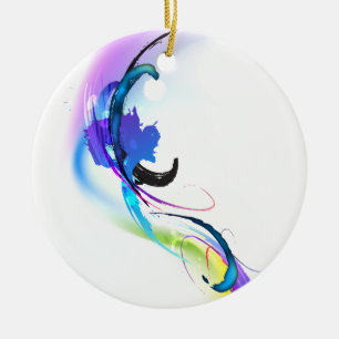 Abstract Morning Glory Paint Splatters Ceramic Ornament
