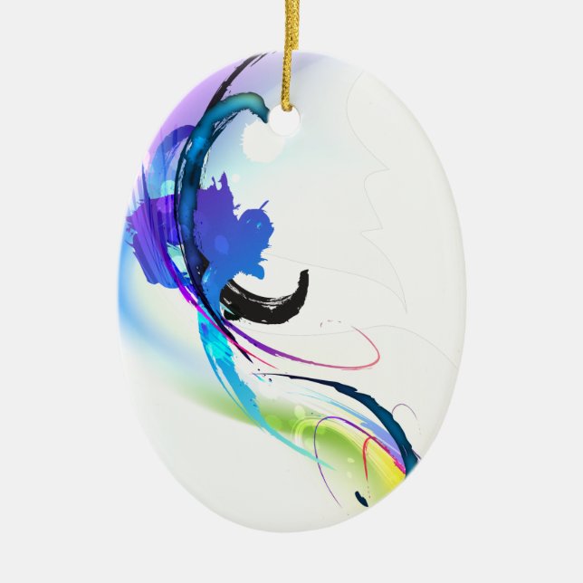Abstract Morning Glory Paint Splatters Ceramic Tree Decoration (Front)