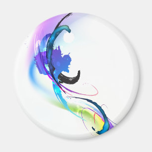 Abstract Morning Glory Paint Splatters Magnet