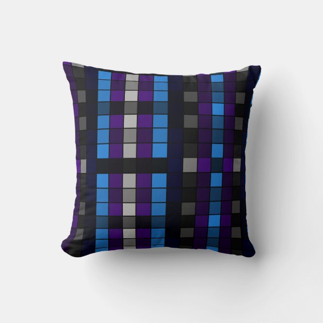 Abstract Mosaic Black Blue and Purple  Cushion (Front)