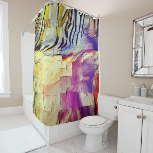 Abstract mosaic drawing lightly carved and pearly shower curtain