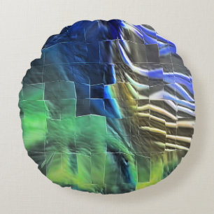 Abstract mosaic drawing lightly carved and satin round cushion