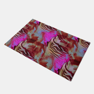 Abstract mosaic drawing of rustic pink and rusty doormat