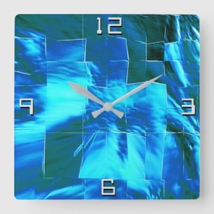 Abstract mosaic drawing, sky or lightly aluminium? square wall clock