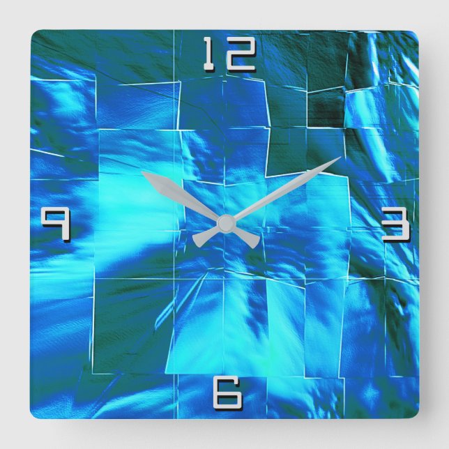 Abstract mosaic drawing, sky or lightly aluminium? square wall clock (Front)