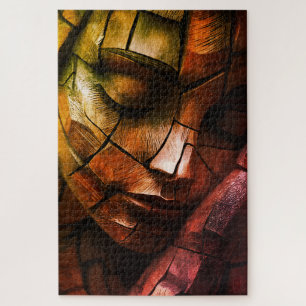 Abstract Mosaic Feminine Face Wall Art – Textured Jigsaw Puzzle