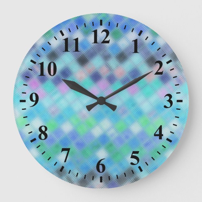 Abstract Mosaic Glass Pattern #3 Large Clock (Front)