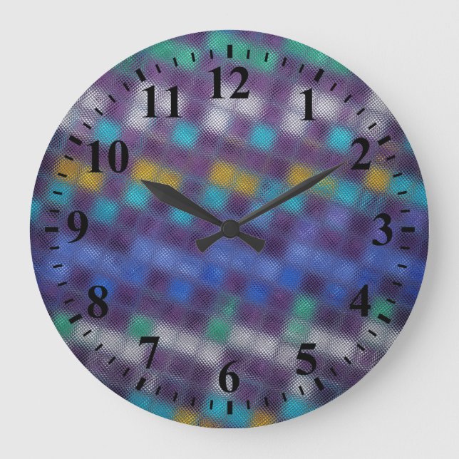 Abstract Mosaic Glass Pattern #6 Large Clock (Front)
