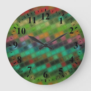 Abstract Mosaic Glass Pattern Large Clock