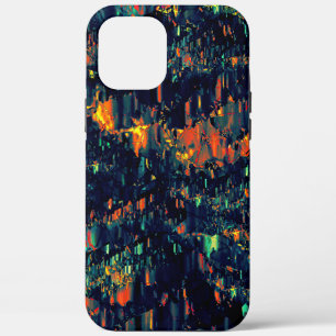 Abstract mosaic of displaced campfire on greenish iPhone 12 pro max case