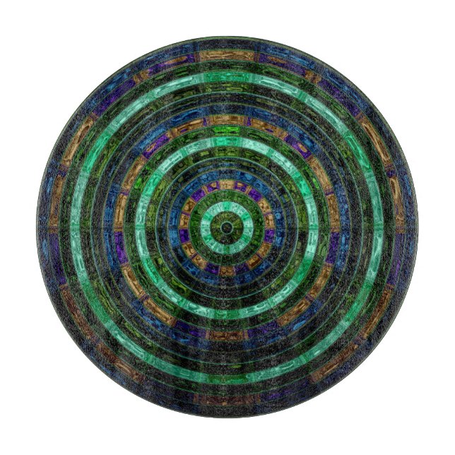 Abstract Mosaic Pattern #11 Round Pillow Cutting Board (Front)