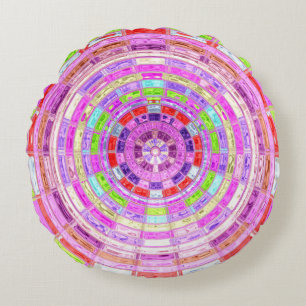 Abstract Mosaic Pattern #9 Round Cushion