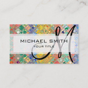 Abstract Mosaic Pattern Custom Monogram #2 Business Card