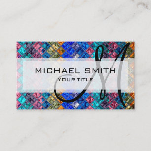 Abstract Mosaic Pattern Custom Monogram #3 Business Card