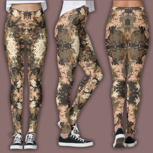 Abstract Mosaic Pattern   Earth Tone Digital Camo Leggings
