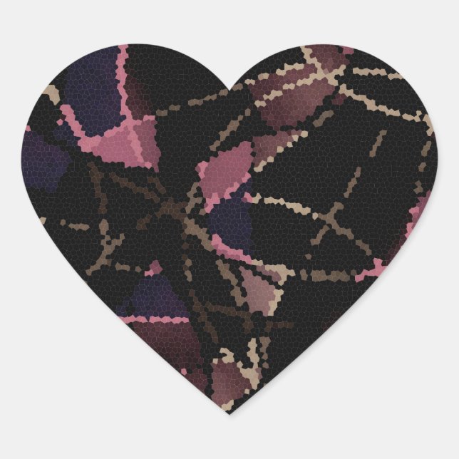 Abstract mosaic pattern heart sticker (Front)