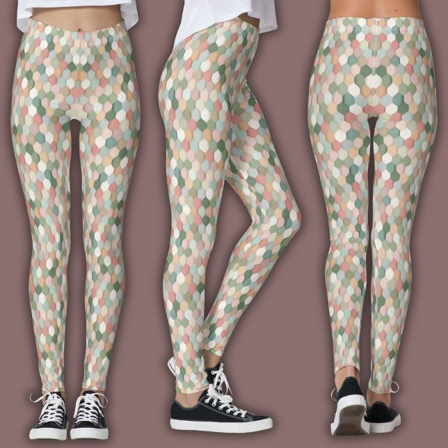 Abstract Mosaic Pattern | Pastel Honeycomb Leggings (Creator Uploaded)