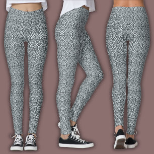 Abstract Mosaic Pattern   Silver Scales Leggings