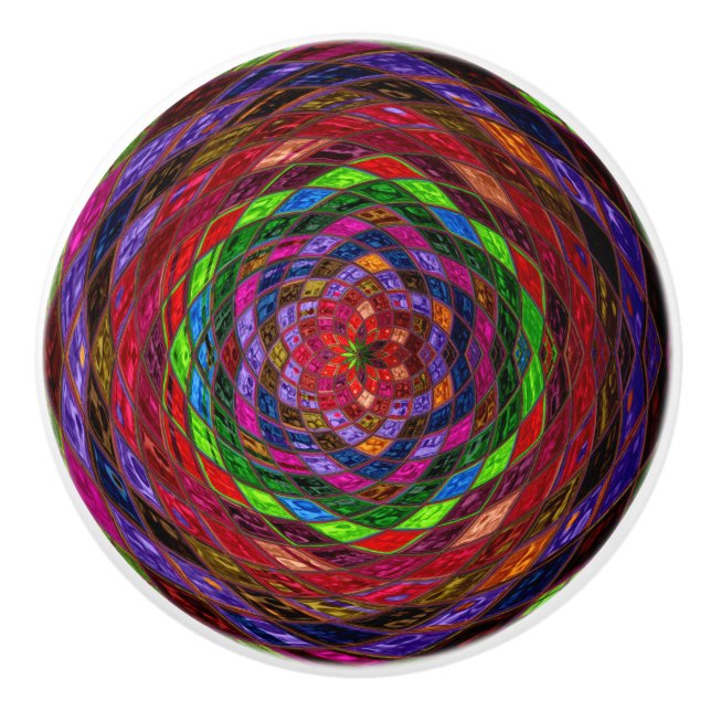 Abstract Mosaic Stained Glass #6 Ceramic Knob (Front)