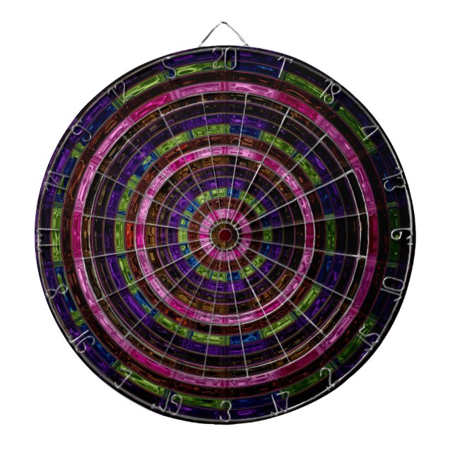 Abstract Mosaic Stained Glass Dartboard (Front)