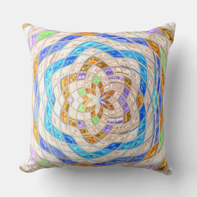 Abstract Mosaic Stained Glass Pattern #4 Cushion (Front)