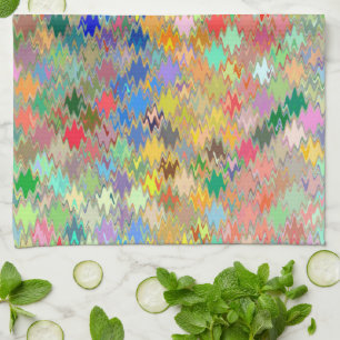 Abstract Mosaic Wave Pattern #8 Tea Towel