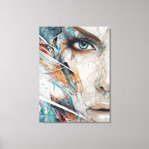 Abstract mosaic woman face panel