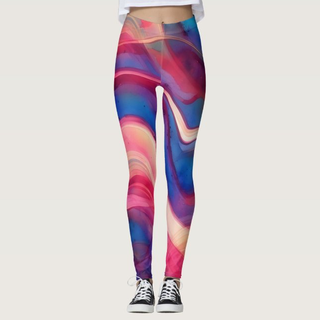 Abstract Motion Art Colourful Leggings (Front)