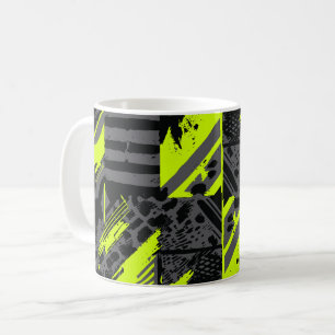Abstract Motion in Lime Green, Black, and Gray Coffee Mug